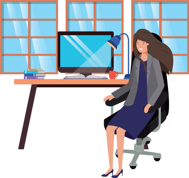 在办公室工作的女性角色图片下载