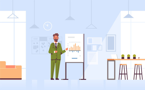 商人展示翻转的财务图表图片下载