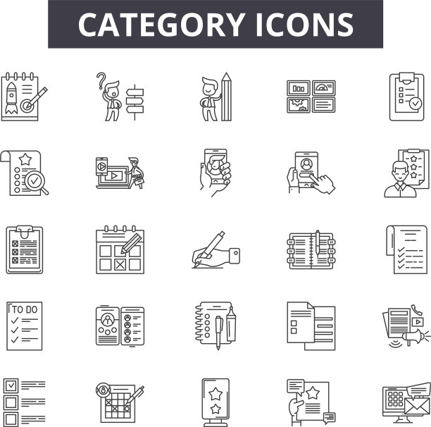 类别线图标标志设置轮廓图片下载