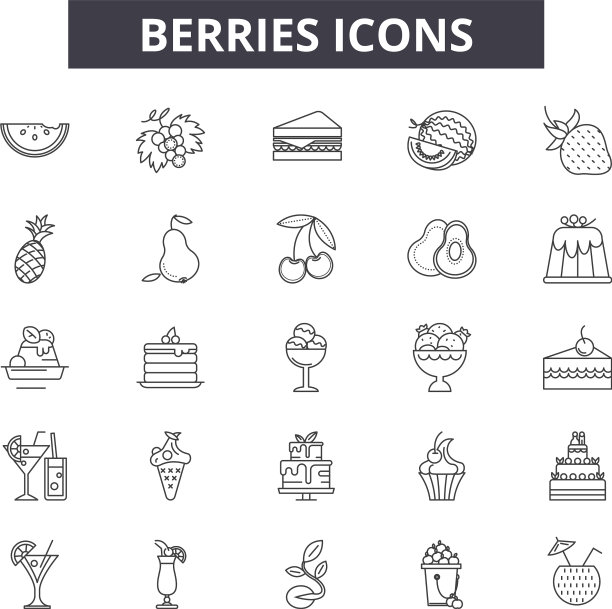 浆果线图标标志设置轮廓图片下载
