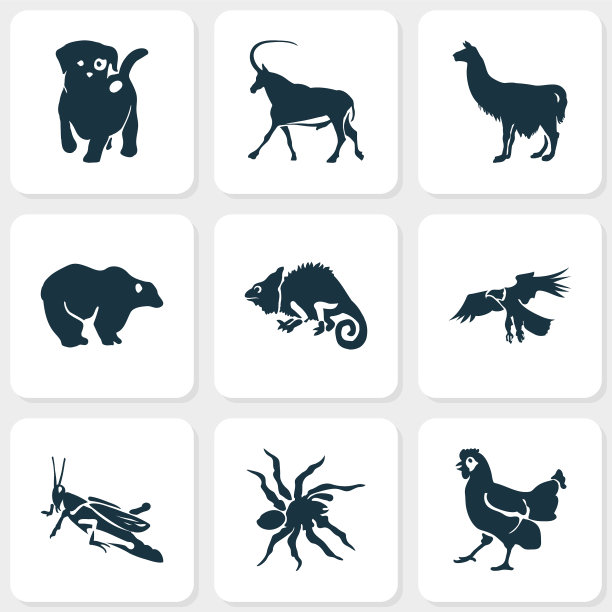 动物图标设置羚羊，熊，小狗和图片下载