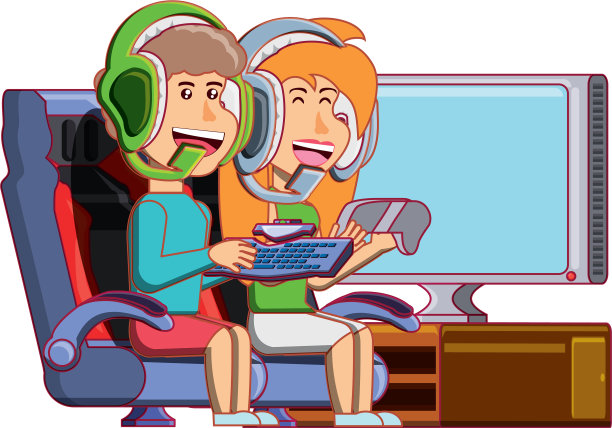 一对年轻夫妇在玩电子游戏图片下载