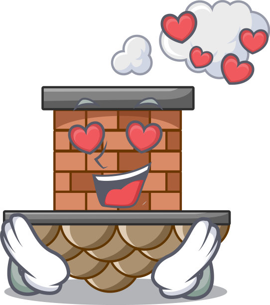 在爱的微型卡通砖烟囱上面图片下载