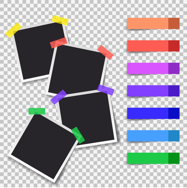 正方形框架模板和笔记贴纸图片下载