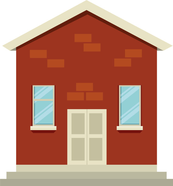 房屋建筑立面孤立图标图片下载