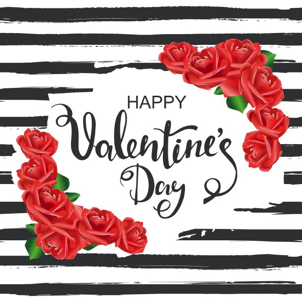 情人节快乐带条纹背景图片下载