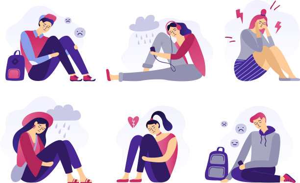 抑郁的青少年悲伤，学生不快乐图片下载