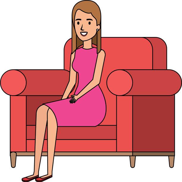 坐在沙发上的漂亮女人图片下载