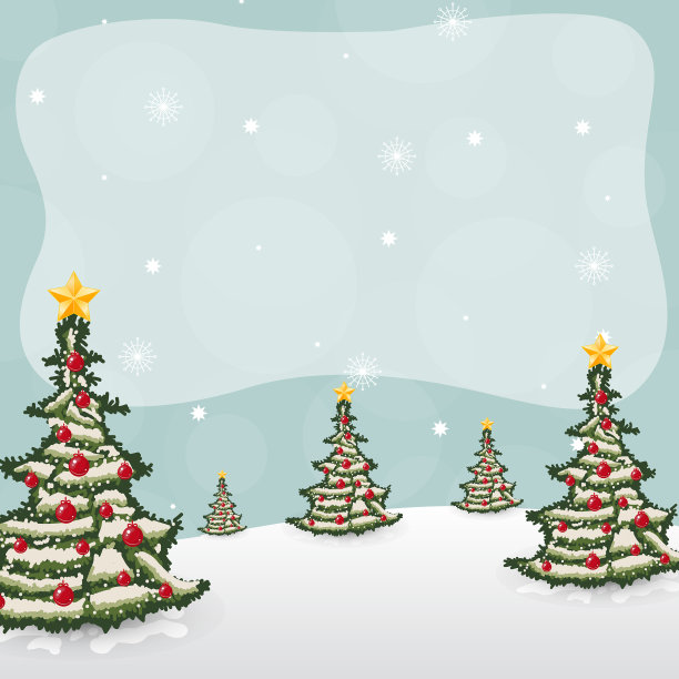 冬天的景观有冷杉树和飘落的雪图片下载