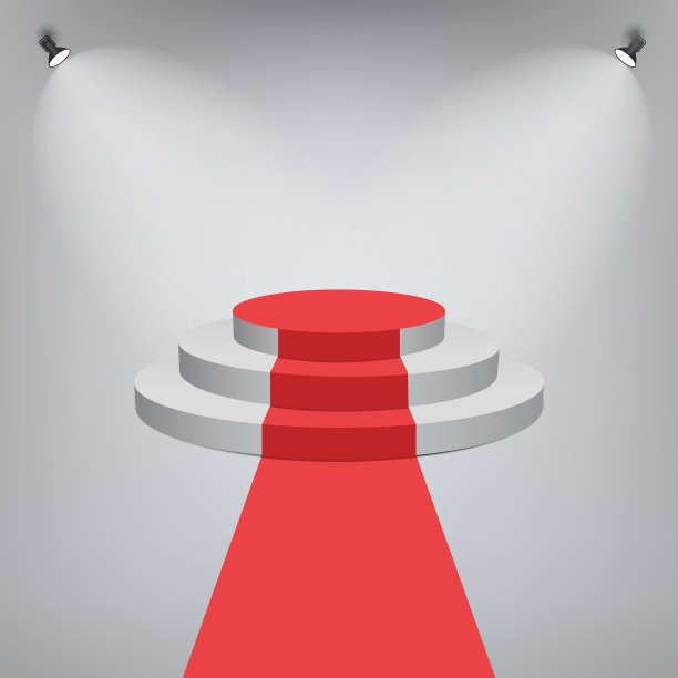 红地毯上的领奖台配有灯光图片下载