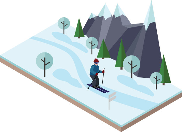 冬季越野滑雪等距男子滑雪图片下载