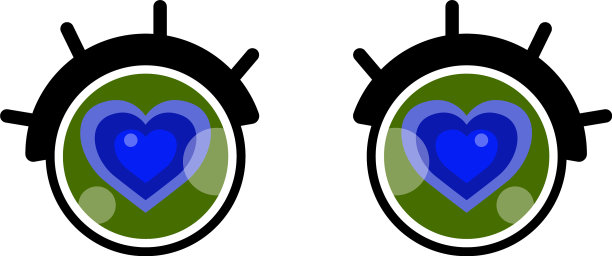 情人节卡片可爱卡通眼睛与心图片下载