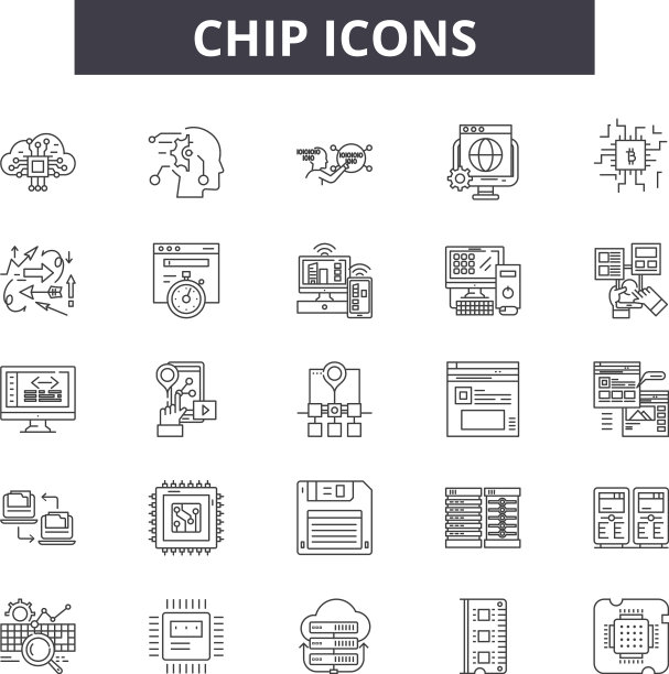 芯片线图标标志设置轮廓图片下载