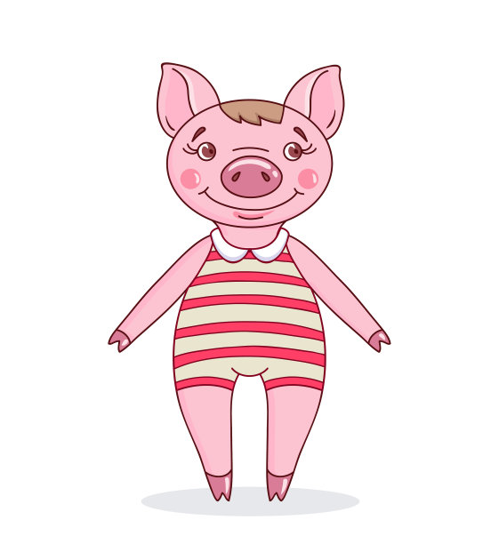 小猪穿着条纹连衣裤图片下载