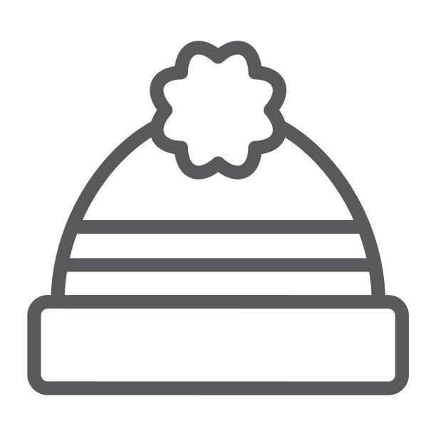 冬季帽子线条图标服装和保暖帽子标志图片下载
