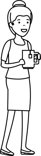 有咖啡杯性格的年轻女子图片下载