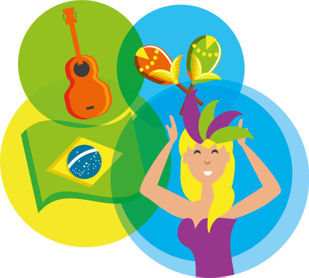 女巴西舞者与设置图标图片下载