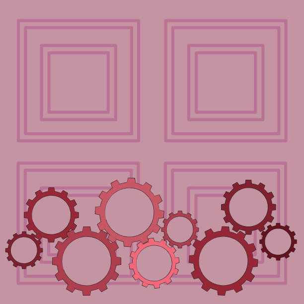 不同尺寸的彩色齿轮啮合图片下载