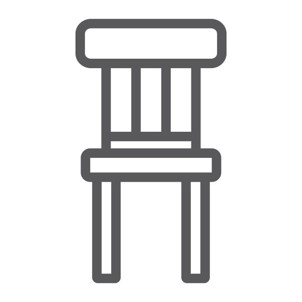椅子线条图标家具和家凳标志图片下载