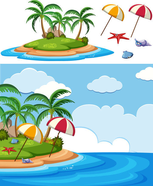 集海滩元素图片下载