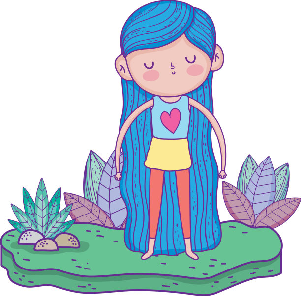 小女孩在花园里的角色图片下载