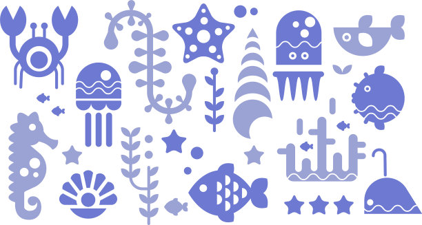 海洋生物蓝色图标设置海洋生物图片下载