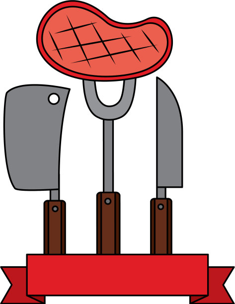 烧烤牛排刀、叉和切肉刀图片下载