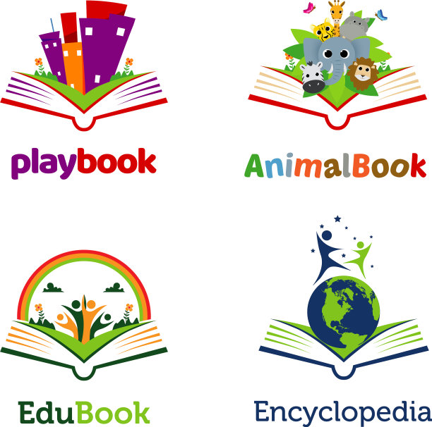 好玩的书打开标志模板集合图片下载