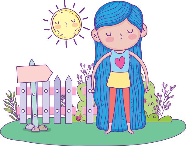 小女孩在花园里开着花图片下载