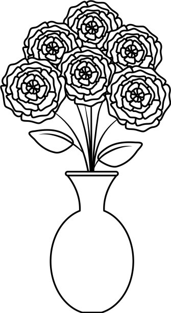 玫瑰图案的花瓶图片下载