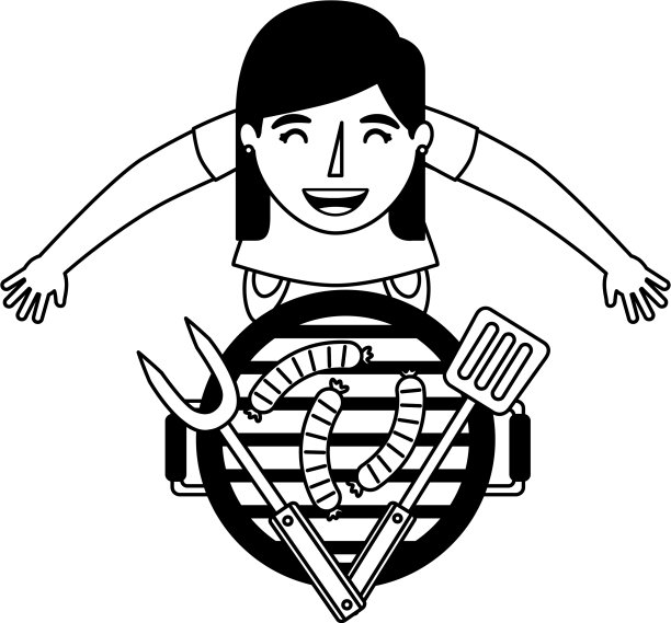 拿着烧烤架抬头看的女人图片下载