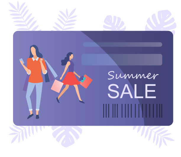 夏季销售礼品卡模板在扁平风格图片下载