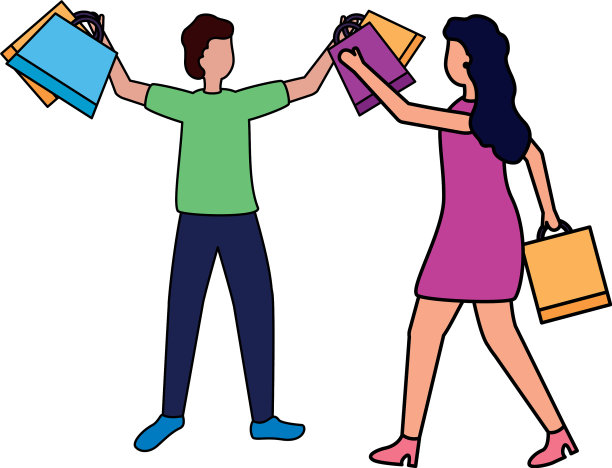 拿着购物袋的男人和女人图片下载