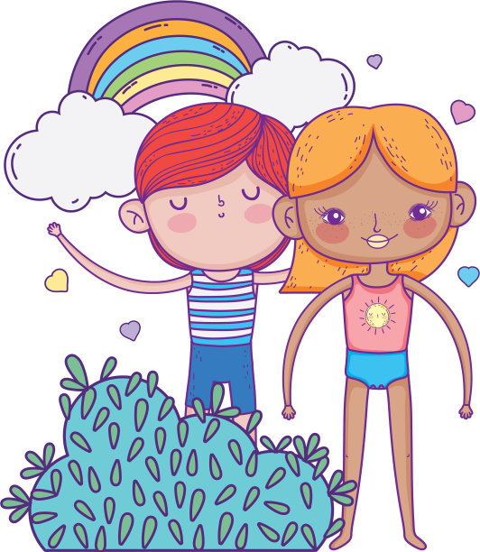 孩子们在花园里玩彩虹图片下载