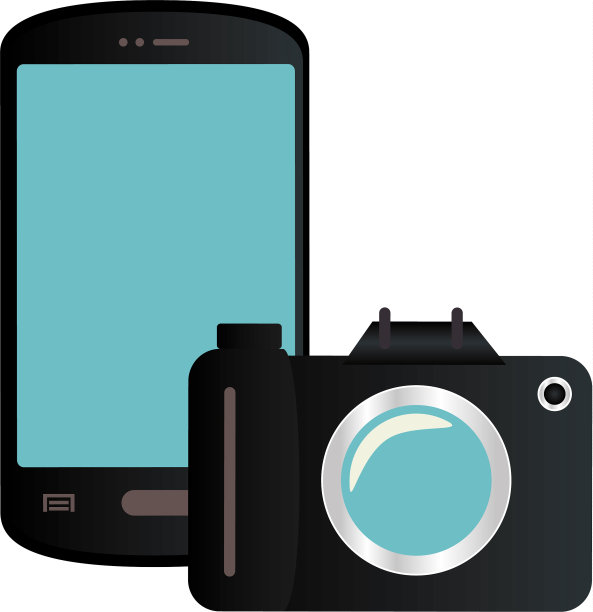 彩色剪影与智能手机和模拟相机图片下载