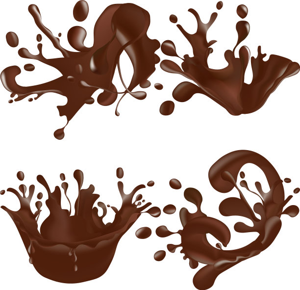 一套逼真的巧克力飞溅孤立图片下载