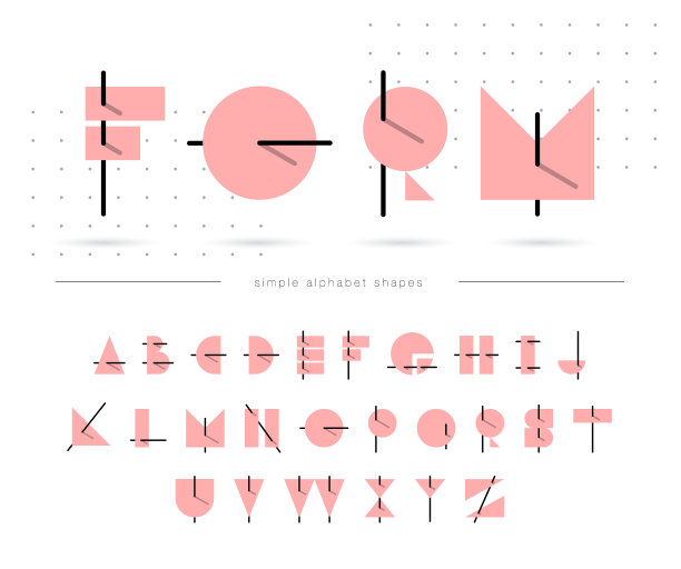 孟菲斯平线字母表几何搞笑字体图片下载