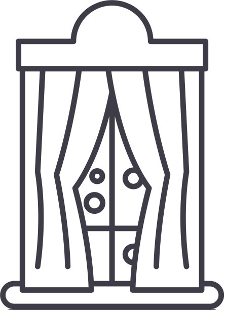 窗户与窗帘在冬季线图标概念图片下载