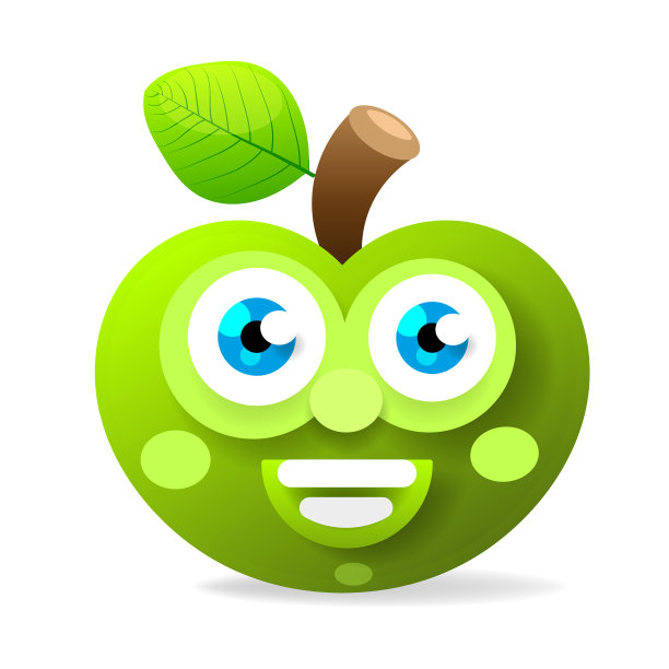 绿苹果大大的眼睛微笑着图片下载