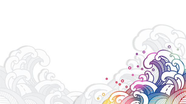 五颜六色的东方水波剪纸风格图片下载