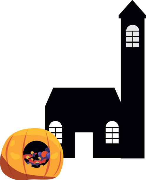 万圣节的房子和南瓜和糖果图片下载