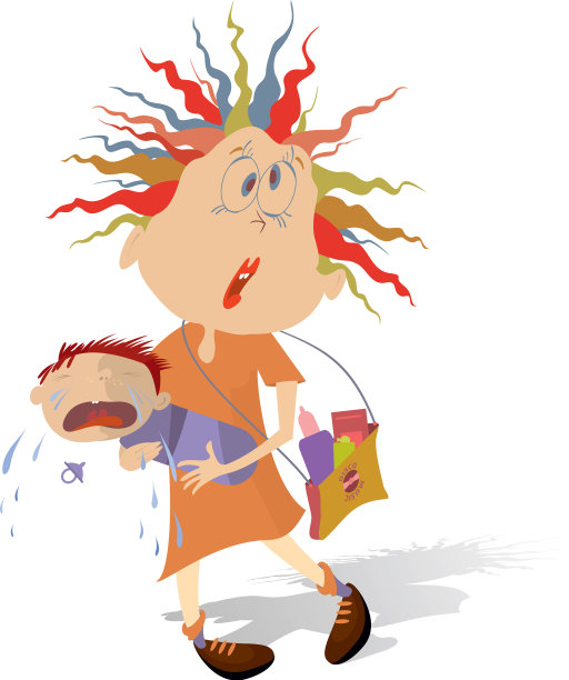 心烦意乱的年轻女子抱着一个哭泣的巴图片下载