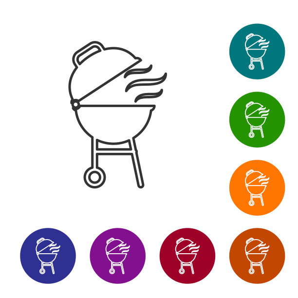 灰色烧烤架线图标孤立在白色图片下载