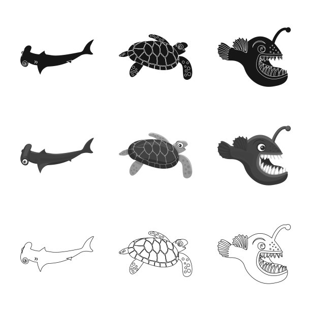 海洋动物图标设计图片下载