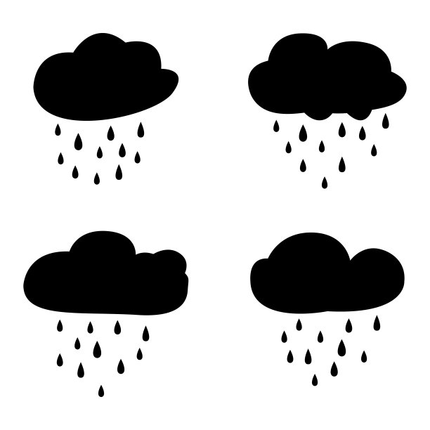 雨和云朵图标集图片下载