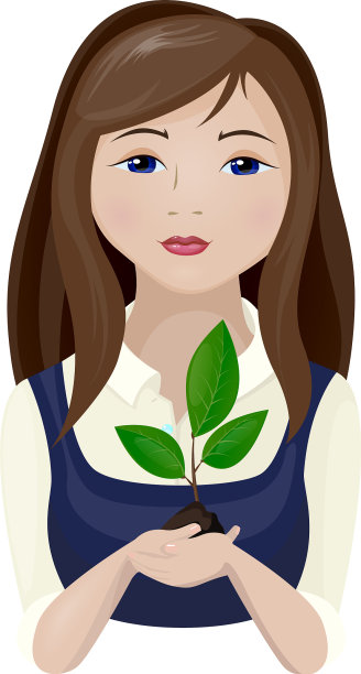 带着植物的女孩图片下载