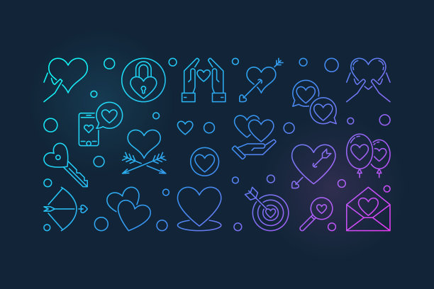 亲密关系彩色轮廓图片下载