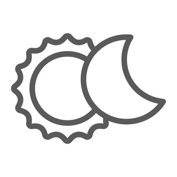 日食线条图标：太空与天文学图片下载