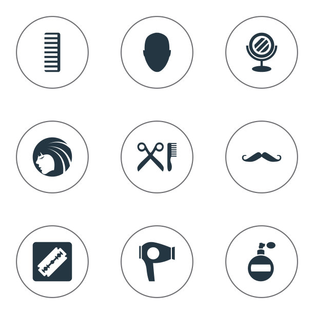 一套简单的理发师图标图片下载