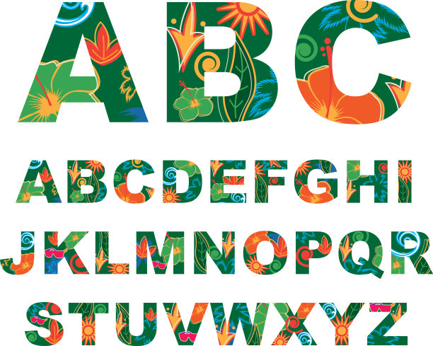 夏季字母大写热带字母图片下载